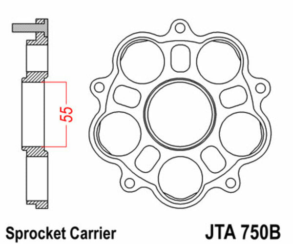 JT SPROCKETS Rear Sprocket Carrier - 5 Silentbloc Ducati JTA750B