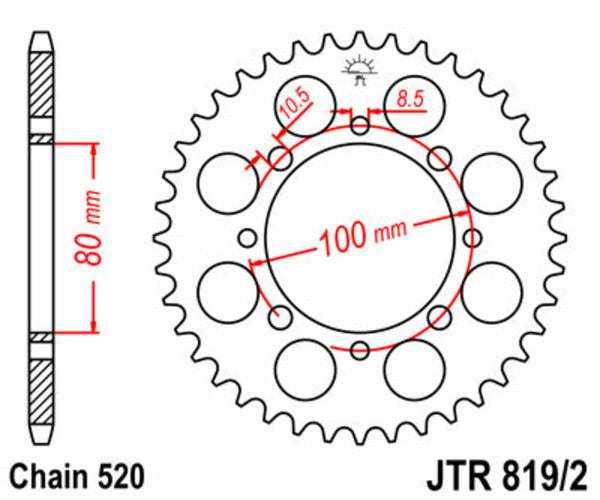 JT Sprock's Steel Standard Rear Sprocket - 520 JTR819/2.41