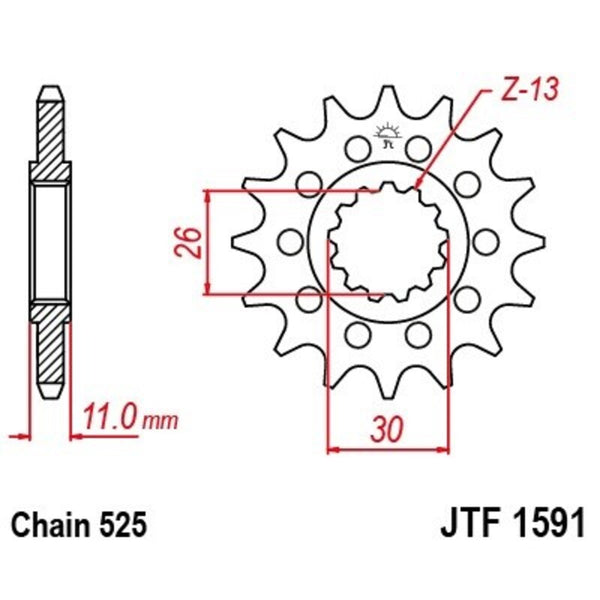 JT Sprock's Steel Noise -Free Front Sprock 1591 - 525 JTF1591.16RB