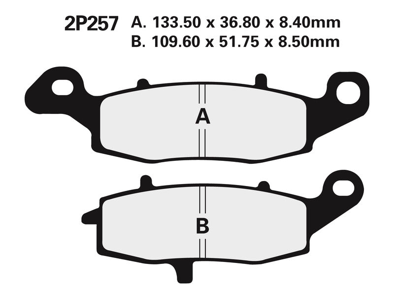 NISSIN Street Semi-Metallic Brake pads - 2P-257NS 2P-257NS