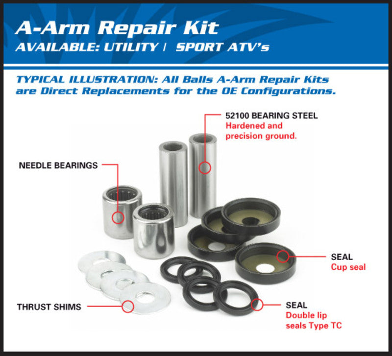 ALL BALLS Lower A-Arm Reconditioning Kit Arctic Cat 50-1163