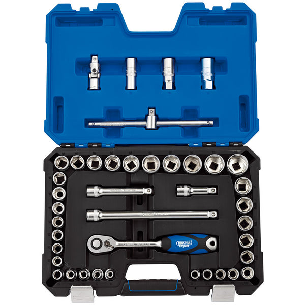 DRAPER Metric & Inch 1/2” Sockets & Ratchet Set  (41 pieces) 16453.0