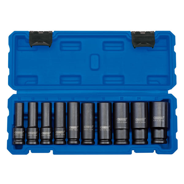 DRAPER 1/2 Metric Deep Impact Socket Set 10 piece 83096.0