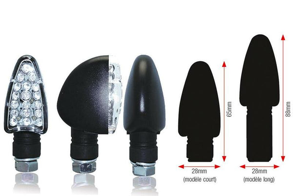 BIHR Triangle LED Blinkers – Kort Svart Universal | 01-070SBK