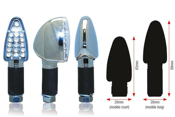 BIHR Triangle LED Blinkers – Kort, Krom | Universal 01-070SCH (Par)