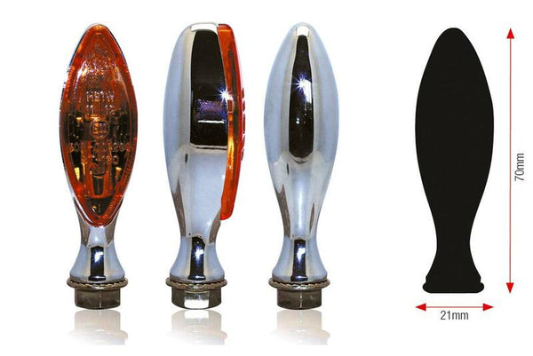 BIHR Elise Blinkers – Kromad Metall med Orange Lins | Universal 02-130CHE (Par)