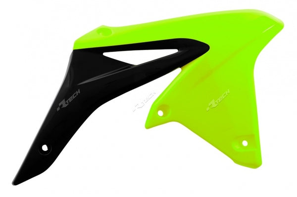 RACETECH Radiator Covers Neon Yellow/Black Suzuki RM-Z250 R-CVRMZGFNR10