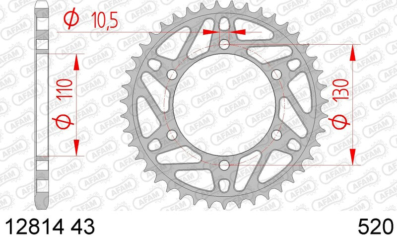 AFAM Steel Standard Rear Sprocket 12814 - 520