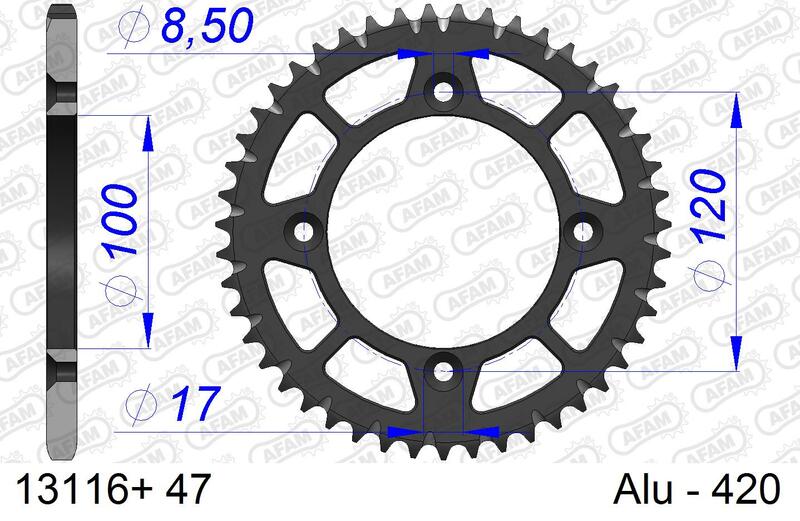 AFAM Aluminium Ultra-Light Hard Anodized Rear Sprocket 13116 - 420