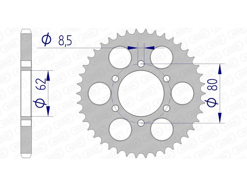 AFAM Aluminium Ultra-Light Hard Anodized Rear Sprocket 13208 - 428