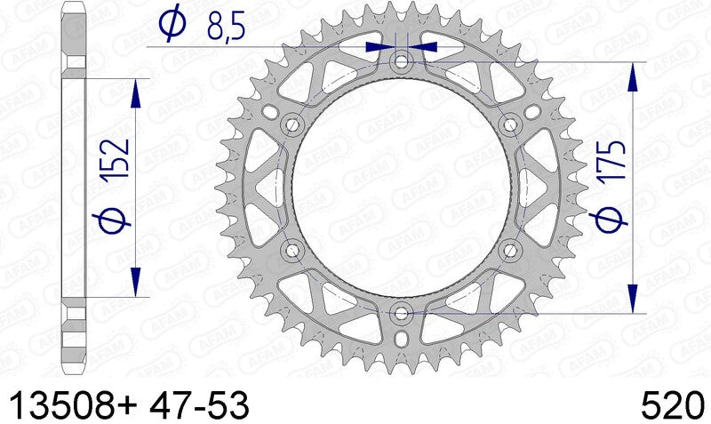 AFAM Aluminium Ultra-Light Self-Cleaning Rear Sprocket 13508 - 520