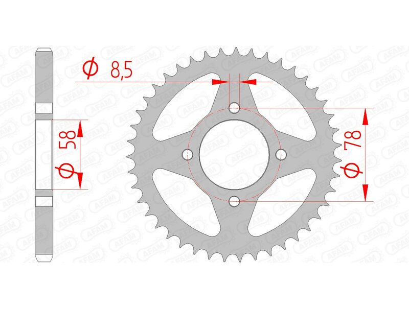 AFAM Steel Standard Rear Sprocket 14201 - 428