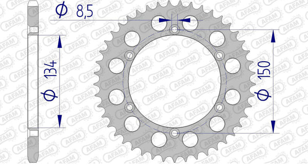 AFAM Aluminium Rear Sprocket 17206520 17206N-44