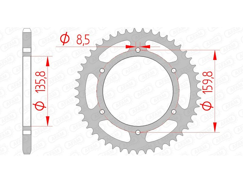 AFAM Steel Standardní zadním sprock 35304 - 520