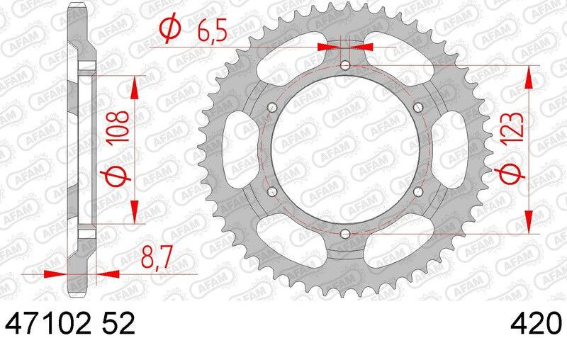 AFAM Steel Standard Rear Sprocket 47102 - 420