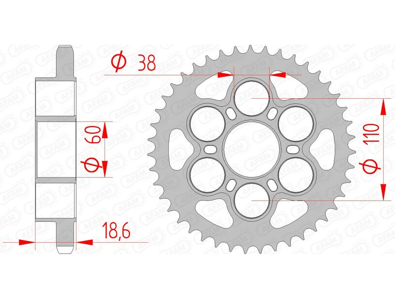 AFAM Steel Standard Rear Sprocket 50801 - 525