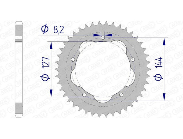 AFAM Aluminium Rear Sprocket 51608 - 525 - Requires an AFAM Rear Sprocket Carrier 51608-42