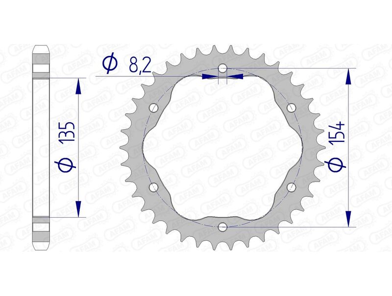 AFAM aluminum rear sprock 51803 - 525 - Requires an Afam rear Sprock Carrier