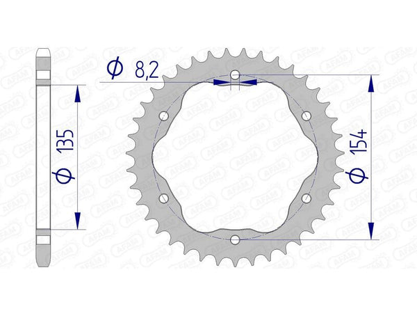 AFAM Aluminium Rear Sprocket 51804 - 520 - Requires an AFAM Rear Sprocket Carrier 51804-42