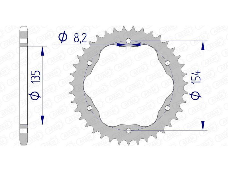 AFAM Aluminium Ultralight Hard Anodized Rear Sprocket 51804 - 520 - Requires an AFAM Rear Sprocket Carrier