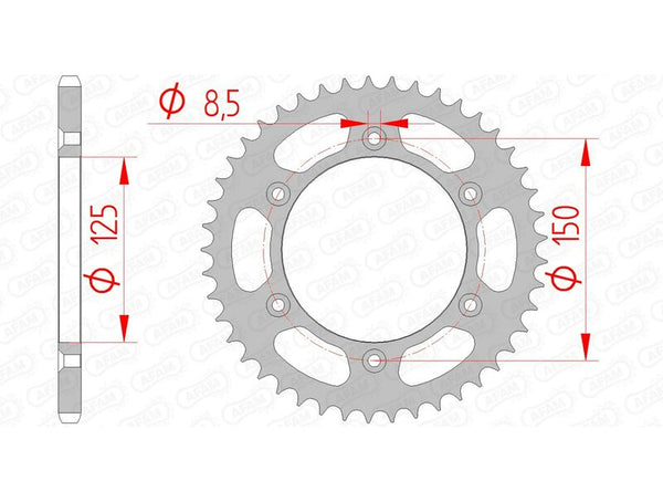 AFAM Steel Standard Rear Sprocket 71304 - 520 71304-53