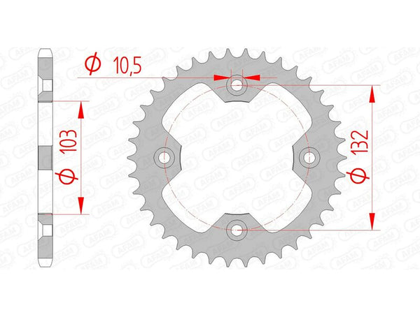 AFAM Steel Standard Rear Sprocket 71305 - 520 71305-39