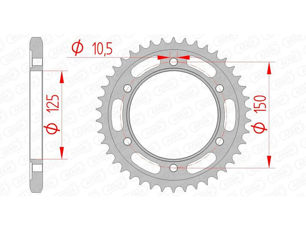 AFAM Steel Standard Rear Sprocket 71800 - 525 71800-42