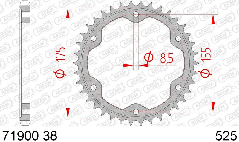 AFAM Steel Standard Rear Sprocket 71900 - 525