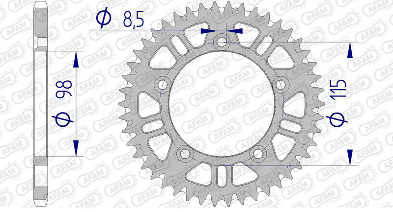 AFAM Aluminium Ultra-Light Self-Cleaning Rear Sprocket 72101 - 420