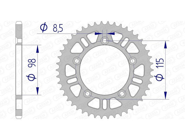 AFAM Aluminium Rear Sprocket 72101 - 420 72101N-50