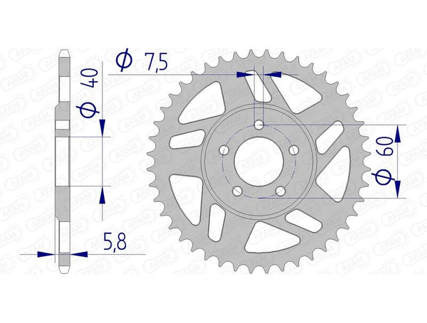 AFAM Aluminium Rear Sprocket 72103 - 415 72103N-44