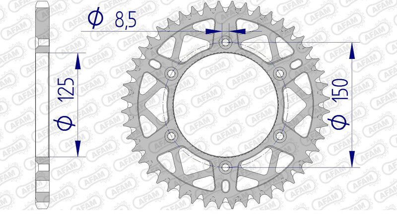 AFAM Aluminium Ultra-Light Self-Cleaning Rear Sprocket 72304 - 520