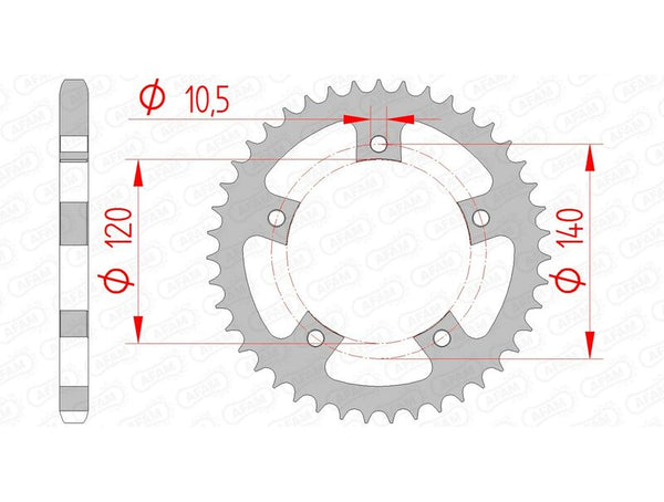 AFAM Steel Standard Rear Sprocket 86500 - 525 86500-43