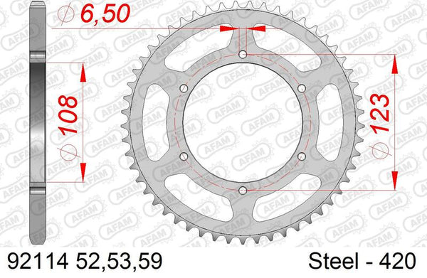 AFAM Steel Standard Rear Sprocket 92114 - 420 92114-59