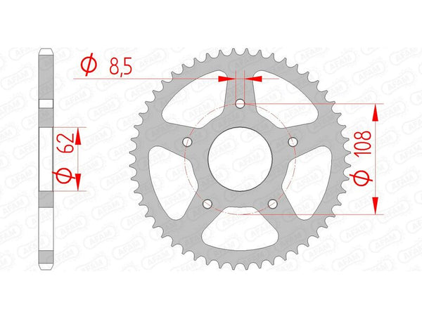 AFAM Steel Standard Rear Sprocket 92122 - 420 92122-52