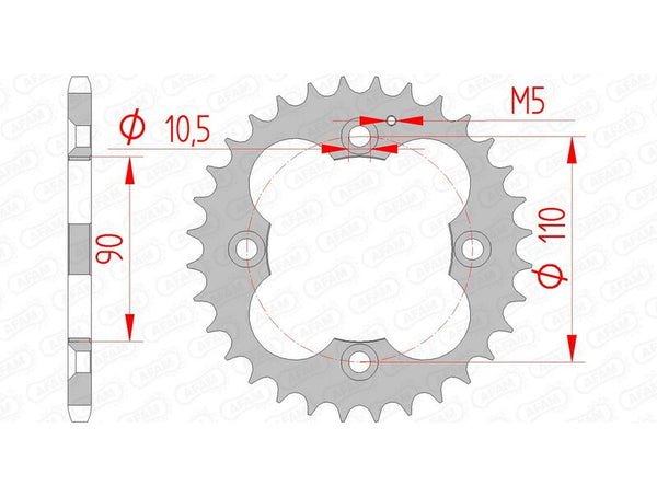 AFAM Steel Standard Rear Sprocket 92324 - 520 92324-32