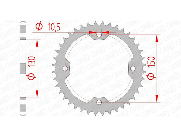 AFAM Steel Standard Rear Sprocket 92328 - 520 92328-40