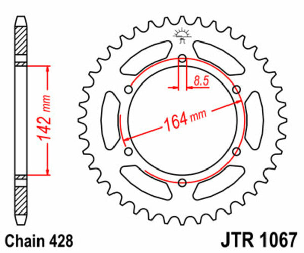 JT SPROCKETS Steel Standard Rear Sprocket 1067 - 428 JTR1067.52