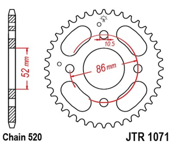 JT SPROCKETS Steel Standard Rear Sprocket 1071 - 520 JTR1071.30