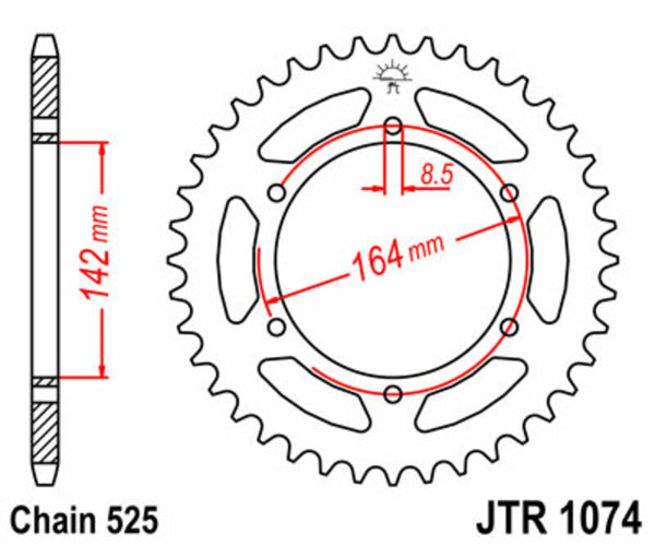 JT SPROCKETS Steel Standard Rear Sprocket 1074 - 525 JTR1074.44
