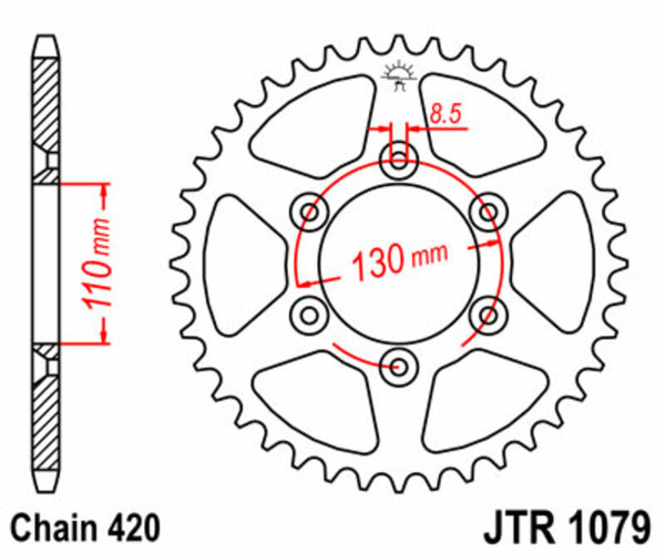 JT SPROCKETS Steel Standard Rear Sprocket 1079 - 420 JTR1079.62
