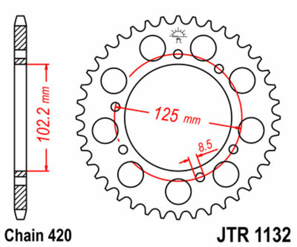JT SPROCKETS Steel Standard Rear Sprocket 1132 - 420 JTR1132.53