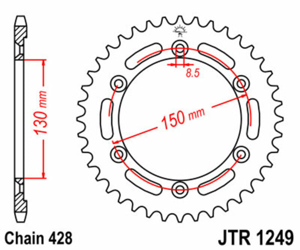 JT SPROCKETS Steel Standard Rear Sprocket 1249 - 428 JTR1249.51
