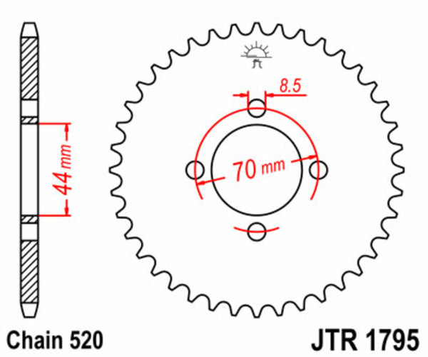 JT SPROCKETS Steel Standard Rear Sprocket 1795 - 520 JTR1795.22