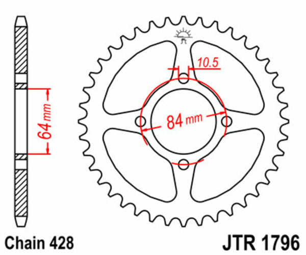 JT Sprock's Steel Standard Rear Sprock 1796 - 428 JTR1796.51