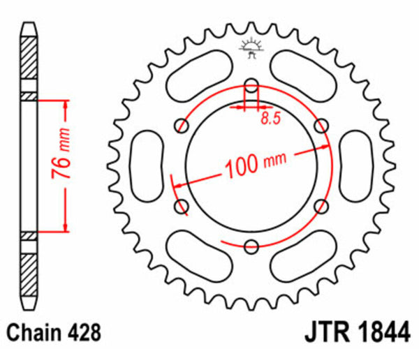 JT SPROCKETS Steel Standard Rear Sprocket 1844 - 428 JTR1844.52