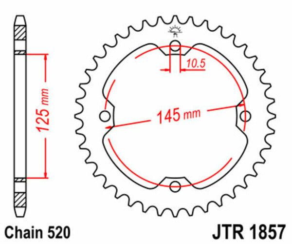 JT Sprock's Steel Standard Rear Sprock 1857 - 520 JTR1857.45
