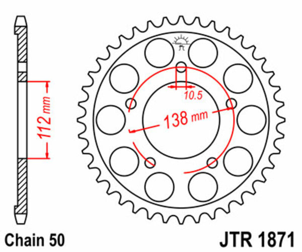 JT SPROCKETS Steel Standard Rear Sprocket 1871 - 530 JTR1871.48