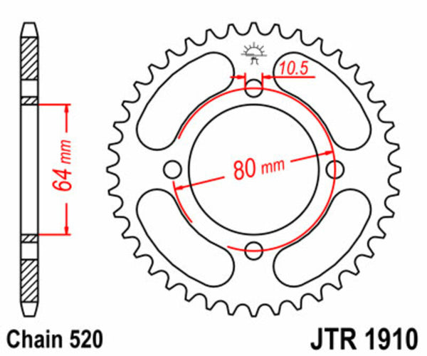 JT SPROCKETS Steel Standard Rear Sprocket 1910 - 520 JTR1910.32