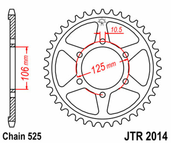 JT SPROCKETS Steel Standard Rear Sprocket 2014 - 525 JTR2014.47